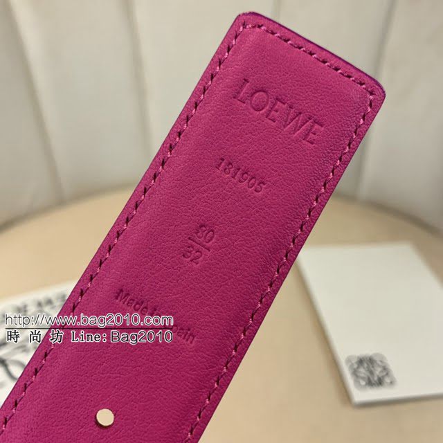 LOEWE女士皮帶 羅意威經典銅扣手掌紋雙面牛皮腰帶  jjp1799